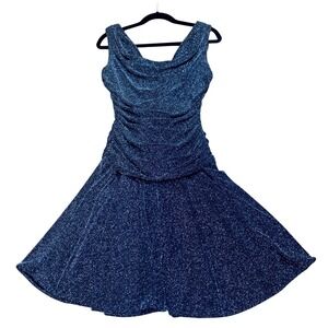 Nightway Metallic Sparkle Fairy Shimmer Dress Sleeveless Cowl Neck Formal SZ‎ 10